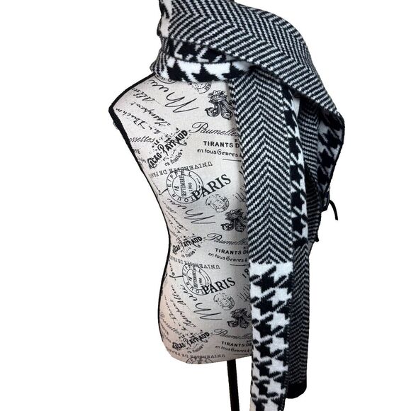 Anthropologie Maeve Multi Print Cozy Scarf Houndstooth Casual Preppy One Size - Picture 6 of 7